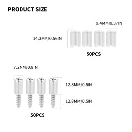 zrfgbxim 50 x Shelf Support Self Tapping Screws, Shelf Brackets, Shelf Pins with 50 Rubber Protection, Shelf Brackets, Shelf Holder, Shelf Holder for Wardrobes