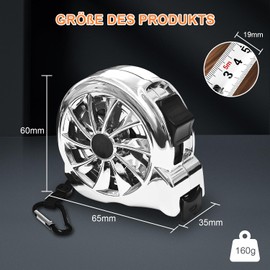 Fortspang Tape Measure 5 m, Tape Measure with Polymer Protective Layer, Thickened Plastic Shell, with Lock, Automatic Return & Belt Clip - One-Handed Operation