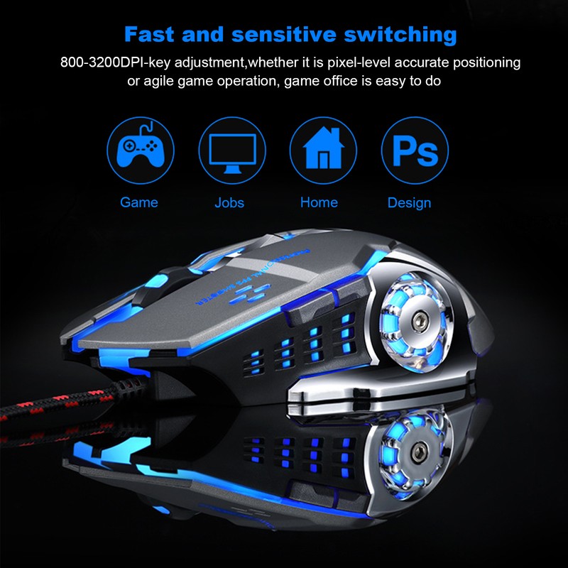 Gaming Mouse Wired LED Luminous 3200 DPI Home Office Universal