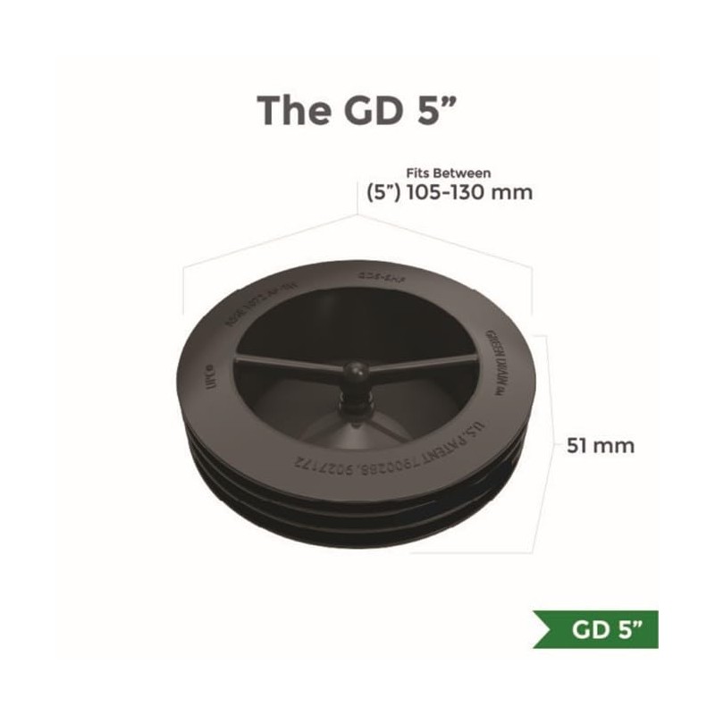 G Green Drain Waterless Trap Seal, 5 Inch, Fitting Pipes