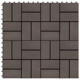 vidaXL WPC Decking Tiles Set - Resistant, Water-Resistant Dark Brown Decking Tiles for Patios, Balconies, Bathrooms, Pool and Spa Area - Easy Install, Quick Connect, Interlocking System