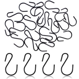 【Cinvo is the only authorized seller】Mini S-Shaped Hook Cinvo S-Hook 1.73 inches x 20 pcs with Non-Slip Rubber Cover, Rust-Proof, for Kitchen, Bathroom, Toilet, Garden, Outdoor Hanging, Black