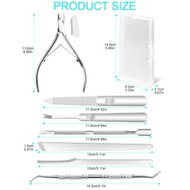 BLATOWN 7pc Ingrown Toenail Remover Pedicure Tools Kit, Nail Clippers, File and Lifters Set for In Grown nails Removal, Professional Surgical Stainless Ingrown Toenail Tool Under Nail Cleaner