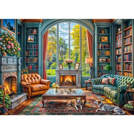 Puzzles 1000 Pieces for Adults jigsaw puzzles for adults 1000 Piece Puzzle Challenging Game for The Whole for Women, Gifts for Men, Theme:Warm Study Room