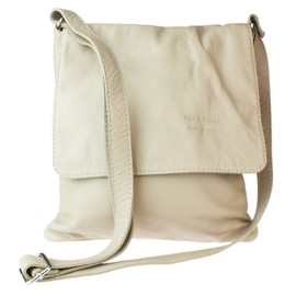 Girly Handbags Womens Genuine Soft Leather Italian Cross Body Messenger Bag Vera Plelle Shoulder Bag Flap Zipper - Light Tan Coffee