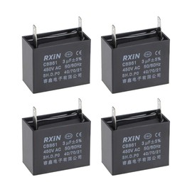 uxcell Ceiling Fan Capacitor CBB61 3uF 450V AC Single Insert Metalized Polypropylene Film Capacitors 38x20x30mm for Water Pump Motor Generator, Pack of 4