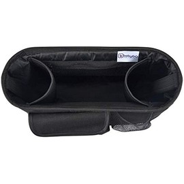 babyGO Pram Organiser Buggy - Pram Bag with Drink Holder - Ideal as a Storage Bag/Changing Bag - Pram Attachment Organiser Black