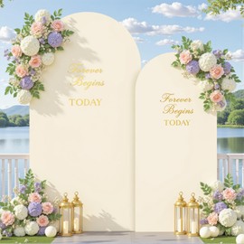 Beige Arch Backdrop Cover Set of 2-7.2ft, 6ft Beige Arch Covers Stretchy Backdrop Spandex Wedding Arch Stand Covers for Baby Shower Birthday Party Bridal Shower Banquet Photo Background Decoration