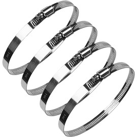 Set of 4 304 Adjustable Stainless Steel Pipe Clamp Set, Hose Clamps 141-165 mm Large Hose Clamps, for Garden Washing Machines, Cars, Attaching Hoses and Pipes