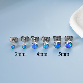 Titanium Earrings Hypoallergenic Women Men Girls G23 Titanium Stud Earrings Small Opal Stud Earrings 3/4/5 mm, Titanium, No Gemstone