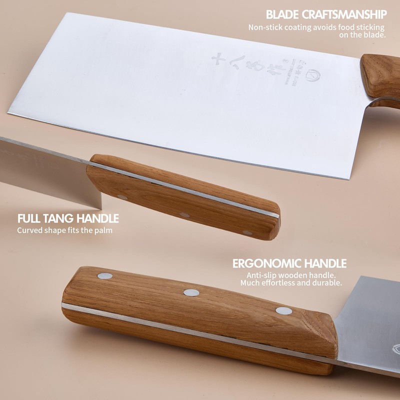 SHI BA ZI ZUO Chinese Kitchen Knife and Santoku Knife,2