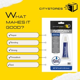 Citystores® JW Mid Strength Threadlocker Permanently Lock Fastener Seals For Metal Bolts Screws Anti-Vibration Reliable Bonding Easy Application Automotive Industrial Use 6ml