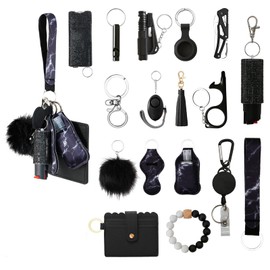 Araafur Wristlet Keychain Set with RFID Wallet Card Holder and Bottle Opener, Car Keychain Accessories for Women