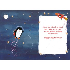 HUSBAND Anniversary Card 'I Love you to the moon and back!