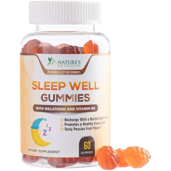 Sleep Support Melatonin Gummies Extra Strength Sleep Gummy - Natural Adult Sleeping Pills - Best Vegan Non Habit Forming Sleep & Stress Support Supplement - 60 Gummies