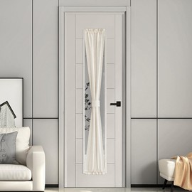 NICETOWN Side Door Curtains for Small Window, French Front Door Window Treatment, Rod Pocket Sidelight Drapes, Sheer Kitchen Curtains with Tieback, 1 Panel, Natural, 12W X 72L