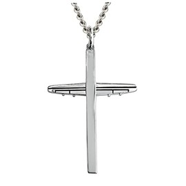 Shields of Strength Men's Stainless Steel Airplane Cross Necklace- Isaiah 40:31