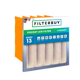 Filterbuy 24x24x12 5-Pocket Air Filter MERV 13 HVAC Replacement (1-Pack)