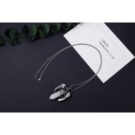 MAIBAOTA Dragon Pendant Necklaces for Men Women Clear Quartz Crystal Pointed Necklace Natural Healing Crystal Stones Reiki Quartz Gemstone Jewelry