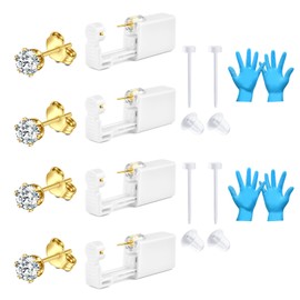 AceFun Helix Piercing Gun Kit, Gold Silver 4 mm Ear Piercing Gun, Tragus Piercing Gun Kit with Ear Studs, Safety Stainless Steel Threadless Cartilage Tragus Helix Monroe Earrings Jewellery, Stainless