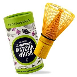 Premium matcha green tea whisk - 100 prong - MATCHAMAKA traditional Japanese bamboo Matcha whisk - Green tea, matcha latte, matcha ceremonial powder, matcha tea - The Perfect Matcha ceremony whisk