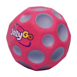 JollyGo Moonball, Jumpball, 9 cm, Large Moon Ball, A Popping Sound, High Jumping Rubber Ball, Spaceball, Big Bouncing Balls, Moonball, Gift for Children, XL, Easy to Grip, Original (Pink)