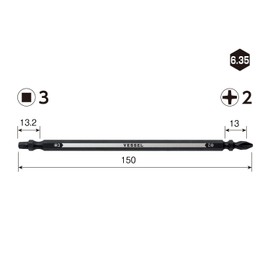 Vessel PQ142315S Double Ended Combi Bit Plus/ Square +2 / SQ3 x 150