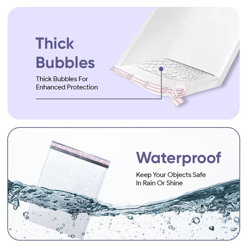 White 8.5x12 Inch Poly Bubble Mailers #2 |Self Seal Padded