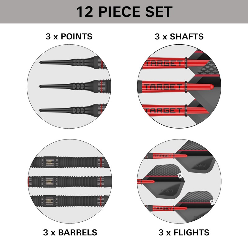 Target Darts Scope Soft Darts, 90% Tungsten Dart Set, Barrel