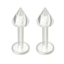 EG Gifts 2 Bioflex Labret Stud Retainer with spike Good for Lips Cartilage 16g 5/16"