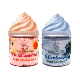 Sugar Scrub Soap Whipped Cream. Exfoliate, Brighten, Smoothen & Polish. Cruelty-Free (grapefruit-bluebbery)