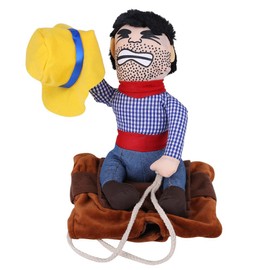 Fdit Disfraces de Mascota Disfraz de Jinete de Vaquero Divertido Disfraz de Jinete de con Ropa de Muñeco y Sombrero para Fiesta Halloween Cosplay(L)