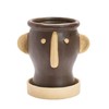 Creative Co-Op Stoneware Face Planter with Saucer, Brown & Cream