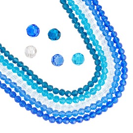 PH PandaHall 5 Colors Blue Crystal Beads 480pcs Faceted Glass Bead 6mm Rondelle Spacer Beads Faceted Crystal Glass Beads for Jewellery Making Winter Christmas Decor Bracelets Necklaces Bag DIY Crafts