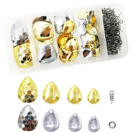 100Pcs 4Sizes Fishing Spoons Rigs Spinner Blades Colorado Blades Kit for Lures Bass Walleye Pike Spinner Rigs Making DIY Fishing Lures Accessories,Include 50pcs Spring Pin & 50pcs Fishing Splits