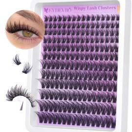 EYDEVRO Wispy Cluster Lashes Natural Lashes Individual Clusters 9-18mm 192 Pcs Lash Clusters CD Curl Eyelash CLusters Individual Eyelashes Reusable Comfortable False Eyelashes