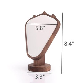 SWTOOL Walnut Color Wood Necklace Display Stand with White Leather Soft Mat Necklace Holder Organizer Desktop Stand for Dresser Home Selling Shows (White)