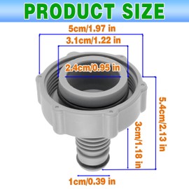 CDDCWZ P6H1419 Pool Drain Valve, Pool Drain Parts, Connector for Pool Drainage Pipe, Pool Drainage Adapter for draining Water(Gray)