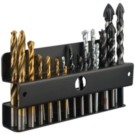 MUTUACTOR Magnetic Drill Bit Organizer,No Drilling Magnet Impact Drill Bit Storage,Anti-Slip Heavy Duty Magnetic Drill Bits Holder for Long Phillips Head Drill Bits,Black,26 Holes