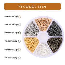 PLABBDPL 880 Pieces Gold Mini Key Ring, Jump Rings Set, 4 5 6 7 8 10 mm Key Rings Small Rings Sets with Openings DIY Discoveries for Making Jewels (Gold), D