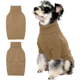 IECOii Dog Sweater,Dog Sweaters for Medium Dogs Girls Boys,Doggie Sweater Christmas,Pet Sweatshirt Knitwear Outfit for Holiday,KnitTurtleneck Warm Clothes for French Bulldog,Boston Terrier(Camel,M)