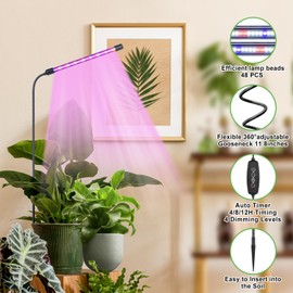 YESTI Grow Light, Red Blue Full Spectrum Plant Llight for Indoor Plants, Seedings Succulents Small Plants, Grow Lamp with Auto On/Off Timer, 9 Dimmable Levels, 1 Pack