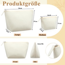 Xuniea Pack of 2 Felt Cosmetic Bag Travel Blanks for Plotting Bag Women's Makeup Bag Cosmetic Bag Pencil Case Multifunctional Felt Bag for Christmas Mother's Day Valentine's Day, cream-coloured,