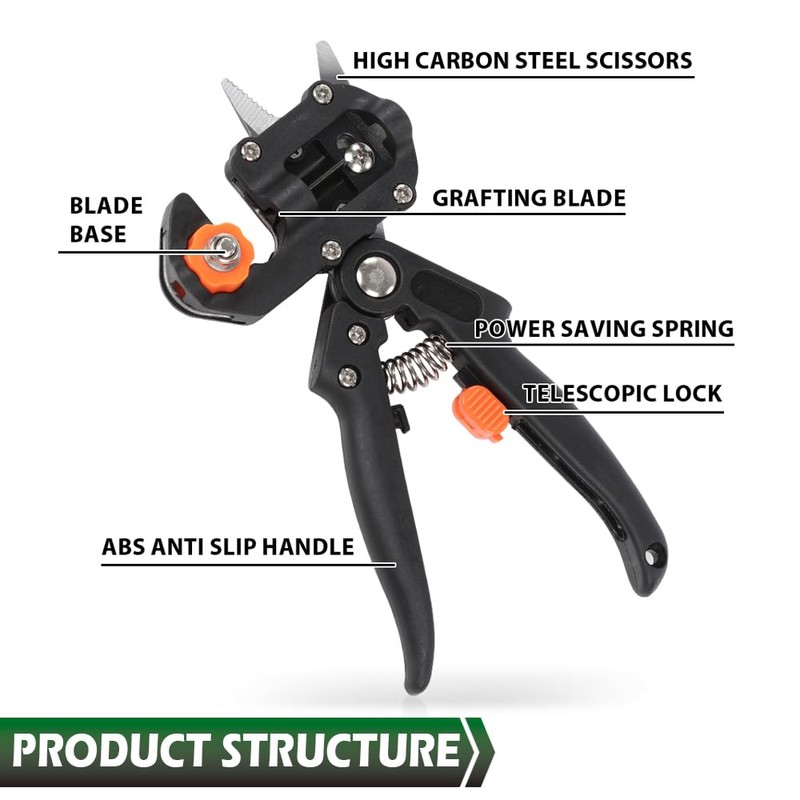 GRAND ORANGE Garden Tree Grafting Knife Pruning Pruner Shears Snip