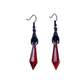 Gothic Dark Bat Dangle Earrings Bat Earrings for Women Punk Rock Style Bat Animal Earrings Red Black Crystal Gems Bat Earrings Halloween Jewelry Gifts (Red)
