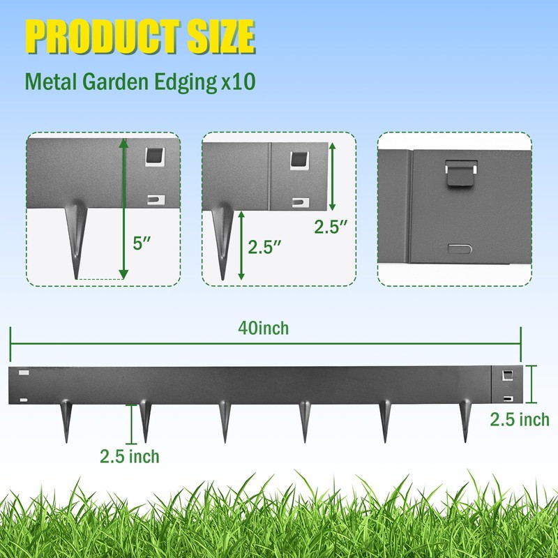 33ft. Metal Landscape Edging 5 inch (2.5" Above Ground, 2.5"