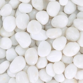 GreenVibe Pebbles for Indoor Plants, 5lbs White Pebbles 0.5-1.2 Inch Decorative River Rocks for Planters, High Polished Stones for Vase Filler Fish Tank Landscaping Garden