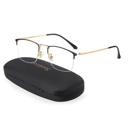 SooGree Progressive Multifocus Reading Glasses Half Frame Transition Presbyopic Eyewear Anti Eyestrain Computer Readers Metal Frame Spring Hinge No Line Eyeglasses