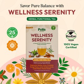 Chamomile Herbal Tea with Lemon Balm, Rooibos, Cinnamon, Anise, Orange Pieces, Linden Petals, Verbena & Passion Flower – Kosher, Vegan, GMO-Free, Zero Caffeine – Natural Wellness Support (25 Tea Bags)