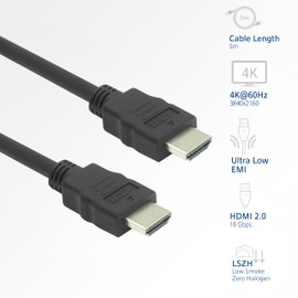 ACT AK3875 HDMI 2.0 Cable, 5 m, HDMI Premium High Speed 4K @ 60Hz, LSZH Certified, Ultra Low EMI, 18 Gbps